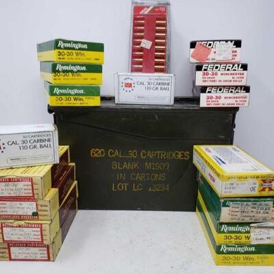8662	

One ammo box with 307 rounds of 30-30 cartridges and 50 .30 carbine cartridges
One ammo box with 307 rounds of 30-30 cartridges...