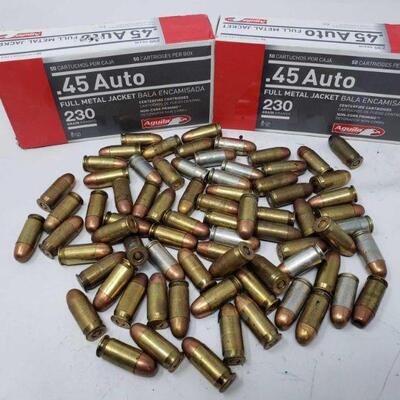 8660	

100 rounds of .45 auto, One ammunition box, and more
100 rounds of .45 auto, One ammunition box, and more