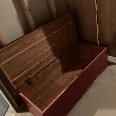 Painted red cedar chest/ toy box