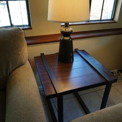Industrial Style End Tables (Pair)
$50.00 Pair
Pottery Lamp, $10.00