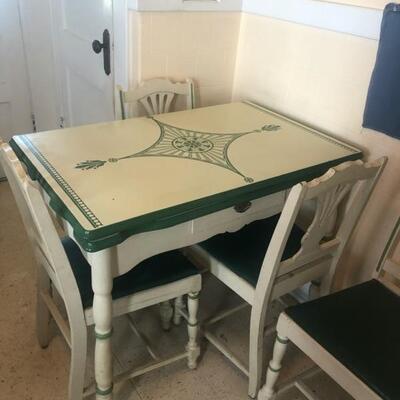 Enamel top table & chairs