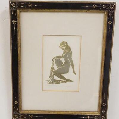 1130	FRAMED SILHOUETTE PRINT SIGNED ARTIST PROOF 67 OF NUDE, 3 1/2 IN X 5 1/2 IN
