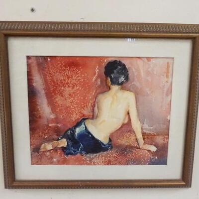 1174	CHARLES MAHONEY SIGNED WATERCOLOR OF A PARTIAL NUDE WOMAN, 9 1/2 IN X 12 IN IMAGE SIZE
