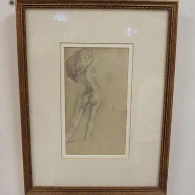 1178	FRAMED NUDE ARTWORK SIGNED GENE SPARKS, 4 IN X 7 1/4 IN IMAGE SIZE
