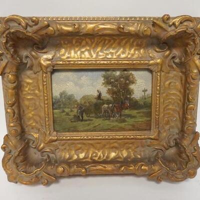 1113	OIL PAINTING ON BOARD SIGNED R KAROL, 4 3/4 IN X 7 1/4 IN IMAGE
