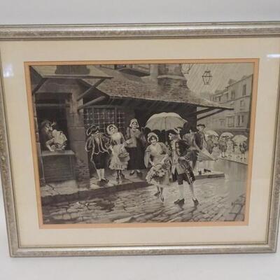 1192	ANTIQUE FRAMED STEPHENGRAPH OF A ENGLISH STREET SCENE, 16 1/2 IN X 14 IN
