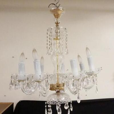 1291	8 LIGHT CRYSTAL CHANDELIER, APPROXIMATELY 31 IN HIGH X 22 IN WIDE
