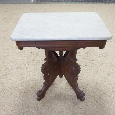 1132	VICTORIAN MARBLE TOP TABLE FOR PARLOR, 28 IN X 20 1/4 IN X 29 IN HIGH
