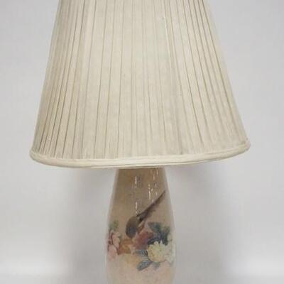 1247	BRASS TABLE LAMP WEIGHTED BASE, PLEATED CLOTH SHADE, 19 1/2 IN HIGH
