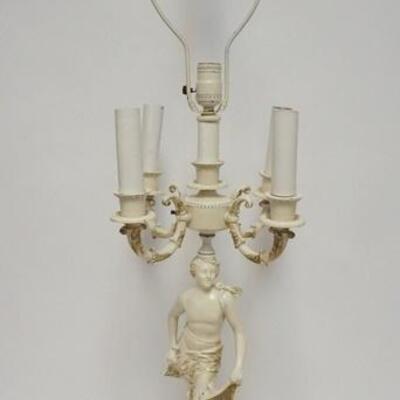 1140	CAST METAL FIGURAL TABLE LAMP ON CLAW FOOT BASE, 42 1/2 IN HIGH
