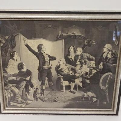 1195	ANTIQUE FRAMED STEPHENGRAPH OF GENTLEMAN ENTERTAINING A SMALL GROUP OF PEOPLE IN A PUB, 14 1/2 IN X 12 1/2 IN OVERALL
