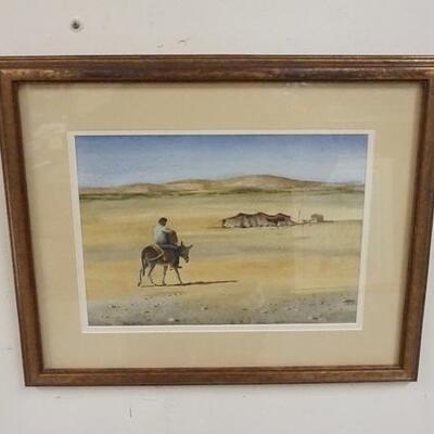 1190	HENRY GASSER FRAMED WATERCOLOR, DESERT SCENE, 12 IN X 8 1/4 IN IMAGE SIZE
