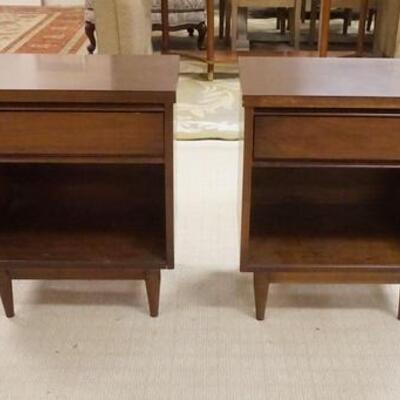 1104	PAIR OF MIDCENTURY MODERN ONE DRAWER NIGHTSTANDS W/FORMICA TOPS, 14 1/2 IN X 20 1/4 IN X 24 1/4 IN HIGH
