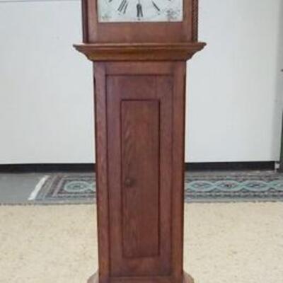 1137	ANTIQUE OAK GRANDFATHERS CLOCK, 85 IN HIGH
