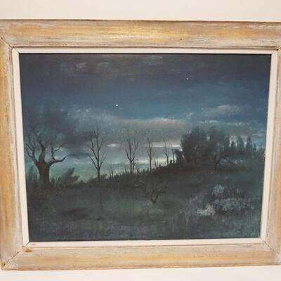 1114	SIGNED OIL PAINTING ON BOARD, LANDSCAPE, 37 1/4 IN X 30 3/4 IN OVERALL
