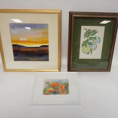 1185	LOT OF 3 PIECE FRAMED & SIGNED WATERCOLORS
