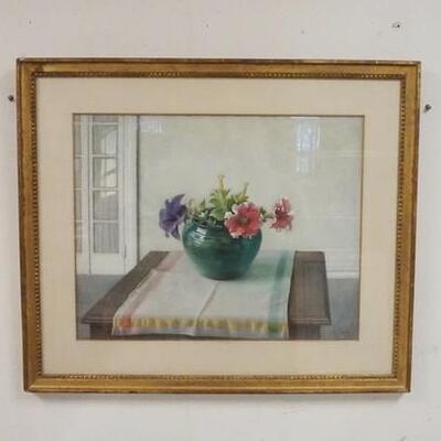 1120	LARGE FRAMED PASTEL SIGNED WERNER GROSHANS TITLED *PETUNIAS*, 33 IN X 28 1/4 IN OVERALL
