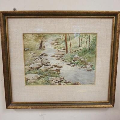 1115	FRAMED WATERCOLOR SIGNED BERTHOLD AUDSLEY 1947 OF A BROOK, 9 IN X 6 1/2 IN IMAGE SIZE
