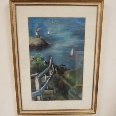1118	FRAMED PASTEL SIGNED KOZLOW OF SAIL BOATS, 16 1/4 IN X 10 1/2 IN
