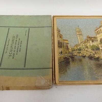 1147	ANTIQUE WOOD SCULPTURED JIG SAW PUZZLE, BUILT, 2 DIMENSIONAL
