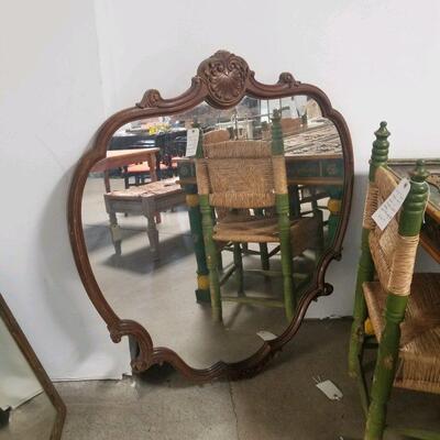 Large all carved wood framed vintage mirror