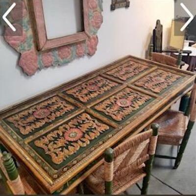 Carved top of table
