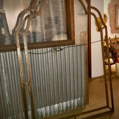 Artisan cut & welded heavy steel frame (one of a kind). 54 1/4" at widest point 78" tall 1 3/4" depth. It does have...