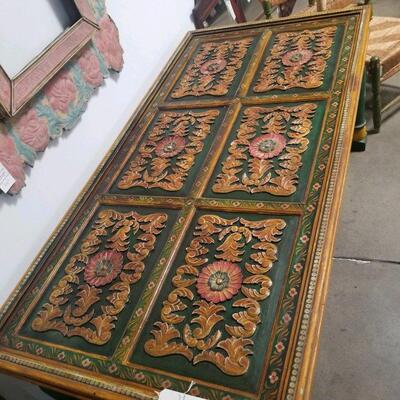 Carved top of table