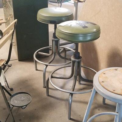 pair of vintage drafting stools