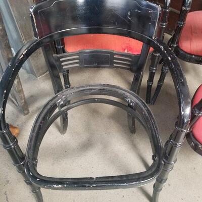 Frame view w pad removed of  the Art Deco / Asian Revival wood club chairs