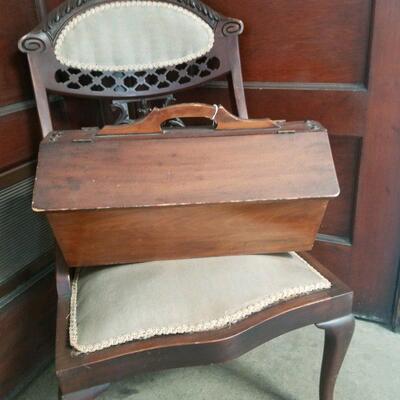 Antique wood sewing box