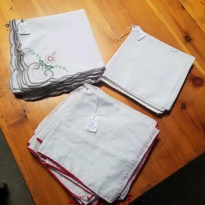 Sets of vintage cloth napkins