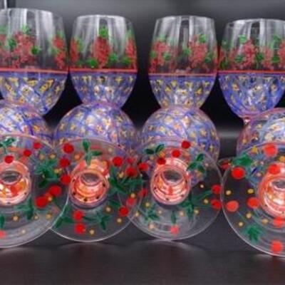 WCT076 - PAINTED WINE GLASSES SET OF 8