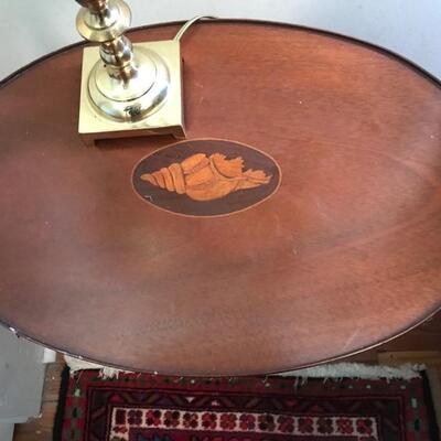 oval table with inlaid shell $25
18 X 12 X 20"