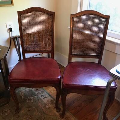 side chair with leather seat and cane back $35
2 available