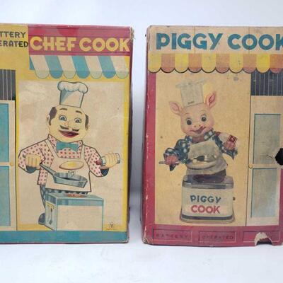 3006	
Vintage Piggy Cook Toy In Box And Chef Cook Box
Vintage Piggy Cook Toy In Box And Chef Cook Box