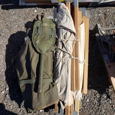 #50036 â€¢ Two Cots, One Military Shovel, Tool Bag And More!!