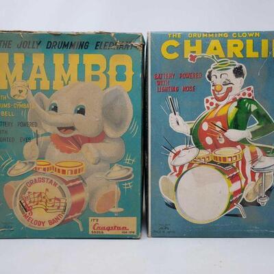 3020	
Vintage Jolly Drumming Elephany Mambo Toy And The Drumming Clown Charlie Toy
Vintage Jolly Drumming Elephany Mambo Toy And The...
