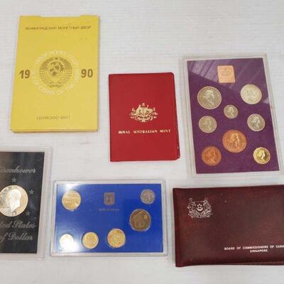 852	

1980 Singapore Year Of The Monkey 6 Uncirculated Coin Set, 1972 Eisenhower Dollar, Russia/USSR - Coin Set 1990 Leningrad Mint,...