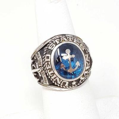 #752 â€¢ Sterling Silver United States Navy Ring- 18.2g