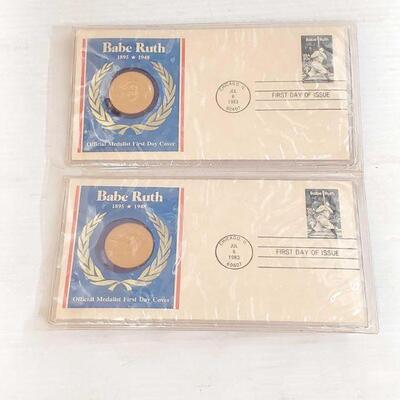 848	

2 RARE BABE RUTH FIRST DAY ISSUE ENVELOPE WITH COIN JULY 6, 1983 YANKEES
2 RARE BABE RUTH FIRST DAY ISSUE ENVELOPE WITH COIN JULY...