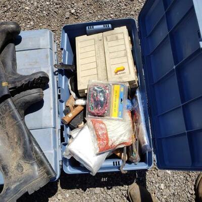 
#50068 â€¢ Camping Equipment And Two Pairs of Rain Boots