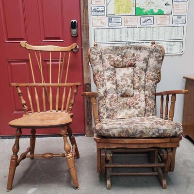 5501	
One Cushioned Rocking Chair And One Wooden Chair
Wooden Chair Measures Approximately: 19