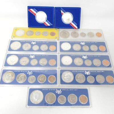 822	

9 United States Special Mint Sets And 2 1986 Silver Liberty Half Dollar
