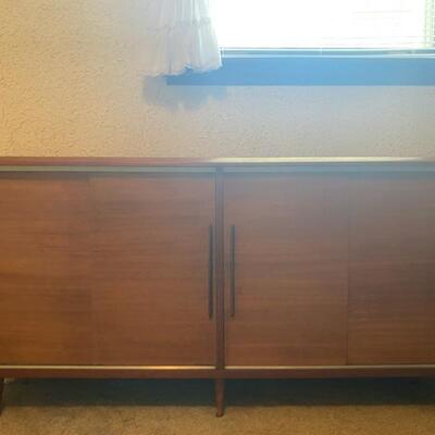 Mid Century Sliding Door Credenza - 60" Long x 12.5" Deep x 30.5" High - $340