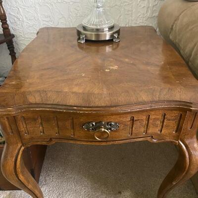 Drexel One-Drawer Queen Anne Side Table - 27" Long x 22" Wide x 22" Tall - $60