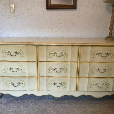 French Provincial 9-Drawer Dresser - 69" Long x 18" Deep x 32" Tall - $160
