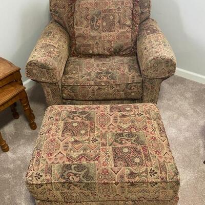 Plunkett Upholstered Arm Chair w/Ottoman - 39" Wide x 39" Deep x 35" Tall + Ottoman 28" W x 22" D x 17" H -...