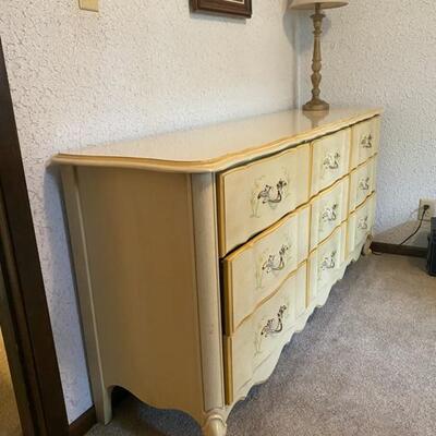 French Provincial 9-Drawer Dresser - 69" Long x 18" Deep x 32" Tall - $160