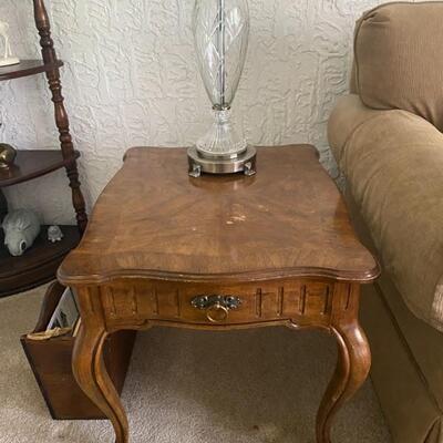 Drexel One-Drawer Queen Anne Side Table - 27" Long x 22" Wide x 22" Tall - $60